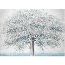Bild White Tree Kiefernholz Leinwand, klassisch, Weiß Bunt, 120x90 cm, rechteckig, Indoor