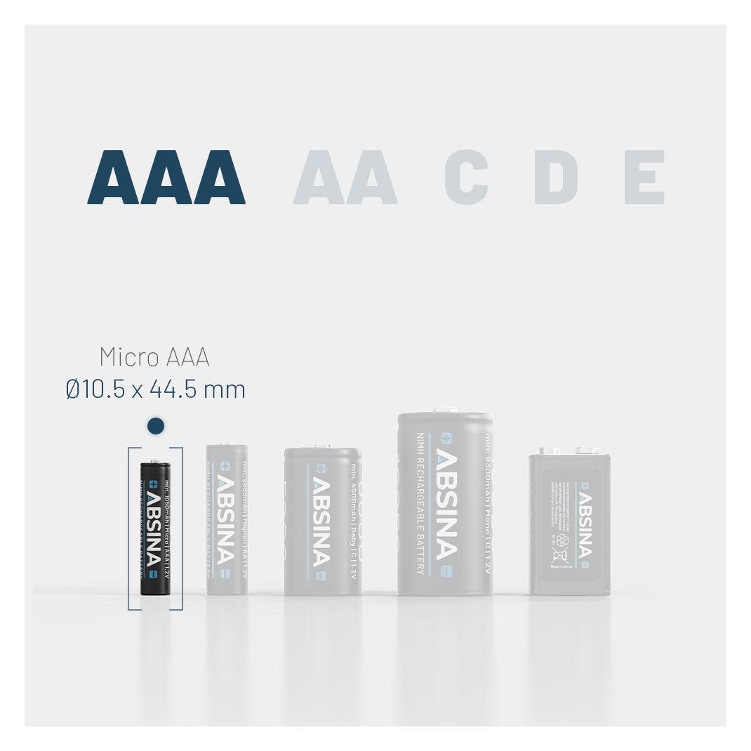 Absina Micro (AAA)-Akku NiMH 1.2 V 8 St. (8 Stk., AAA, 1050 mAh) (401002-8)
