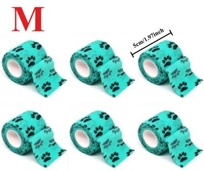Inspire Select Self Adhesive Pet Bandage Wrap For Dogs & Cats Elastic Cohesive Vet Tape Leg & Wound Protector 6 Pcs Lake Green Claw