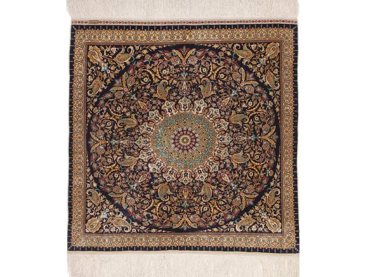 Hereke Seide Teppich 87x84 Handgeknüpft Orientteppich Quadratisch Seide