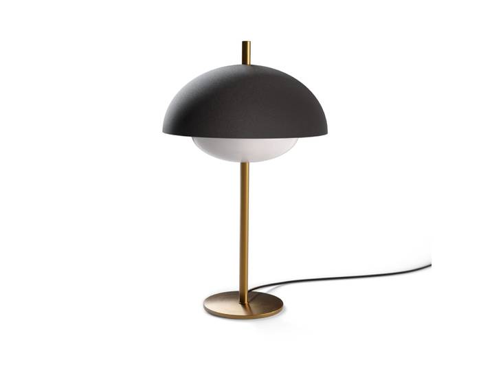Lampe de table noire avec socle doré e27
