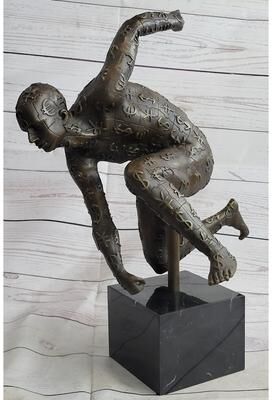Bronzhaus Running For The Money Bronze Metal Sculpture Statue Of Man Covered In Currency Symbols 17 Inches X 17 Inches