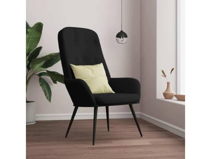 WHOPBXGAD Samt Metallgestell Wohnzimmer Relaxsessel Schwarz 1 Stück Relaxsessel Schwarz Samt Samtstoff Sessel mit Metallgestell für Wohnzimmer und Arbeitszimmer 70x77x98 cm