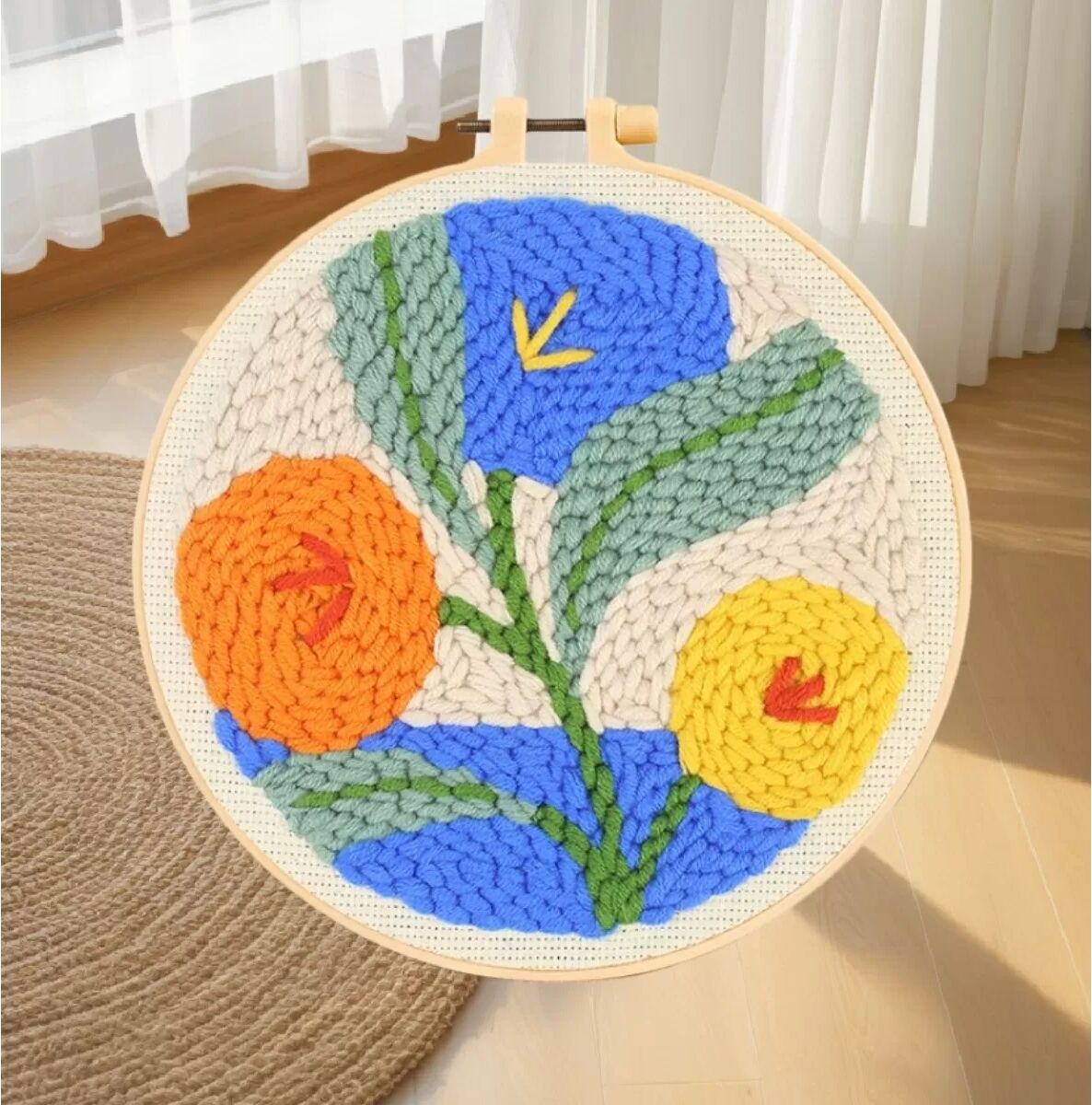 INF DIY Grobgarn Stickset - 20cm Kunststoffrahmen, Cartoon Muster