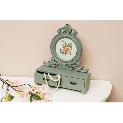 Bilderrahmen "Senja, grün", grün, B:30cm H:10cm T:37cm, MDF, MYFLAIR MÖBEL & ACCESSOIRES, Bilderrahmen, Bilderrahmen, mit 2 Schubladen, ideal auch als Schmuckkasten, Shabby Optik