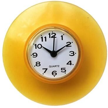 Uplift Picks Waterproof Bathroom Clock With Suction Cup Anti Fog Shower Design yellow