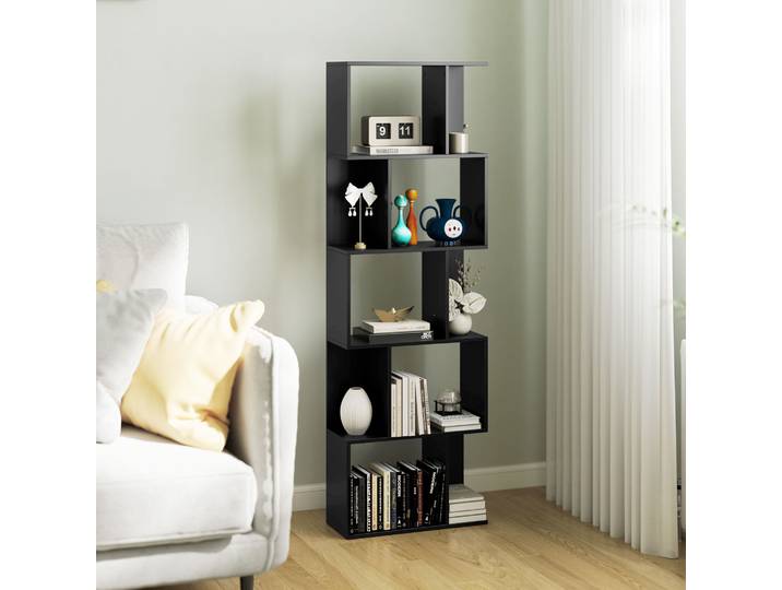 HOMCOM Étagère 5 Niveaux Bois Moderne 60x24x184.5cm Noir