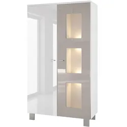 VITRINE Denjo Tür in Sandgrau Hochglanz