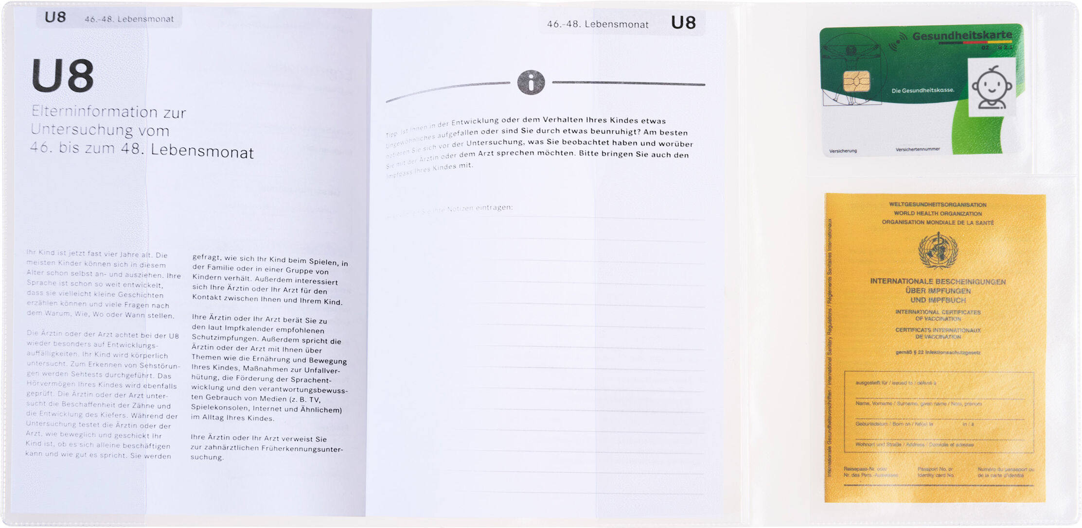 SPRINTIS 20 Unités - Protège carnet de santé avec compartiment pour le carnet de vaccination, PVC souple, transparent