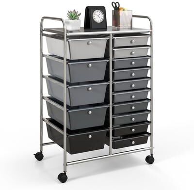 Dovelina 15-Drawer Utility Rolling Cart with Drawers Multi-Use Storage