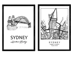 POSTER Set Mit 2 Städte Denkmäler Sydney Bay Bridge A3 Rahmenlos
