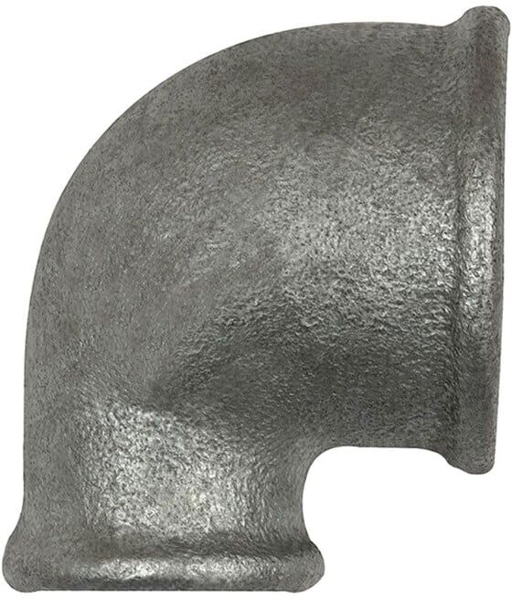 Riegler Coude 90°, 90°, F/F, réduit Rp 1, Rp 1/2, fonte malléable zinguée (TFW 90-1012)