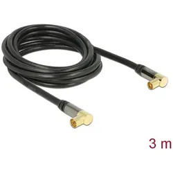DELOCK Antennenkabel IEC 90° -> IEC 90° St/Bu 3.00m schwarz