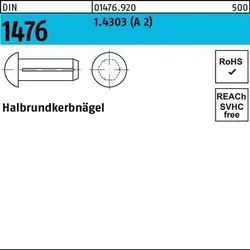 Halbrundkerbnagel DIN 1476 1,4x 6 1.4303 (A 2) 100 Stück