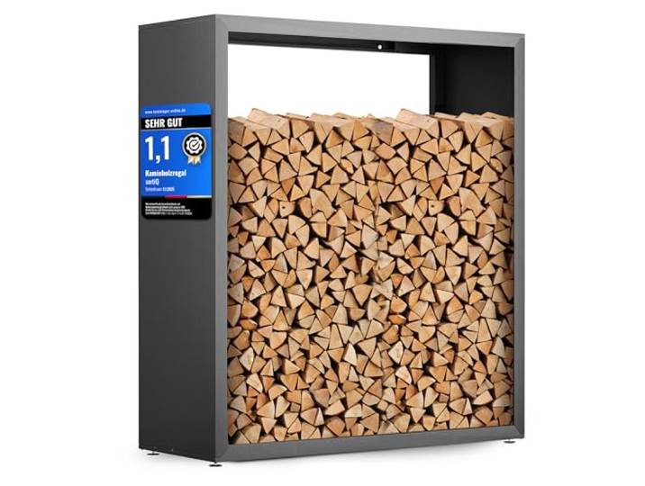 sortiQ Kaminholzregal Metall [DB 703] Kaminholz-Regal für außen & innen - wetterfeste, moderne Brennholz-Stapelhilfe für stabile Holzaufbewahrung Holzlager mit Stellfüßen (130 x 145cm)