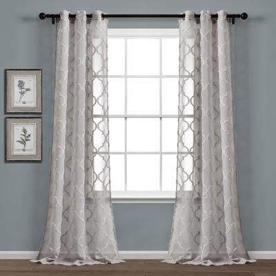 Lush Decor Avon Trellis Grommet Sheer Window Curtain Panel Pair