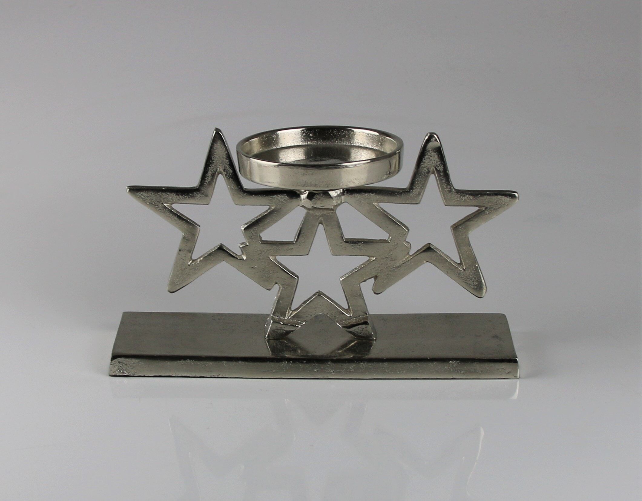 Kerzenständer AM DESIGN "aus Aluminium", silber, B:12cm H:24cm, Aluminium, Kerzenhalter, Kerzenständer, BxH: 12x24 cm