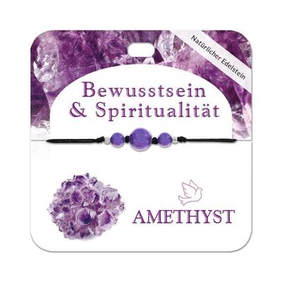 Amethyst Armband mit 3 Edelsteinperlen