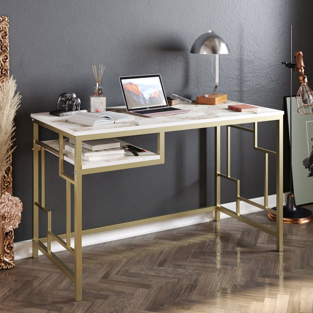 Blue Elephant Victory 120cm Wide Computer Desk Ephesus/Gold 75cm H X 120cm W X 60cm D
