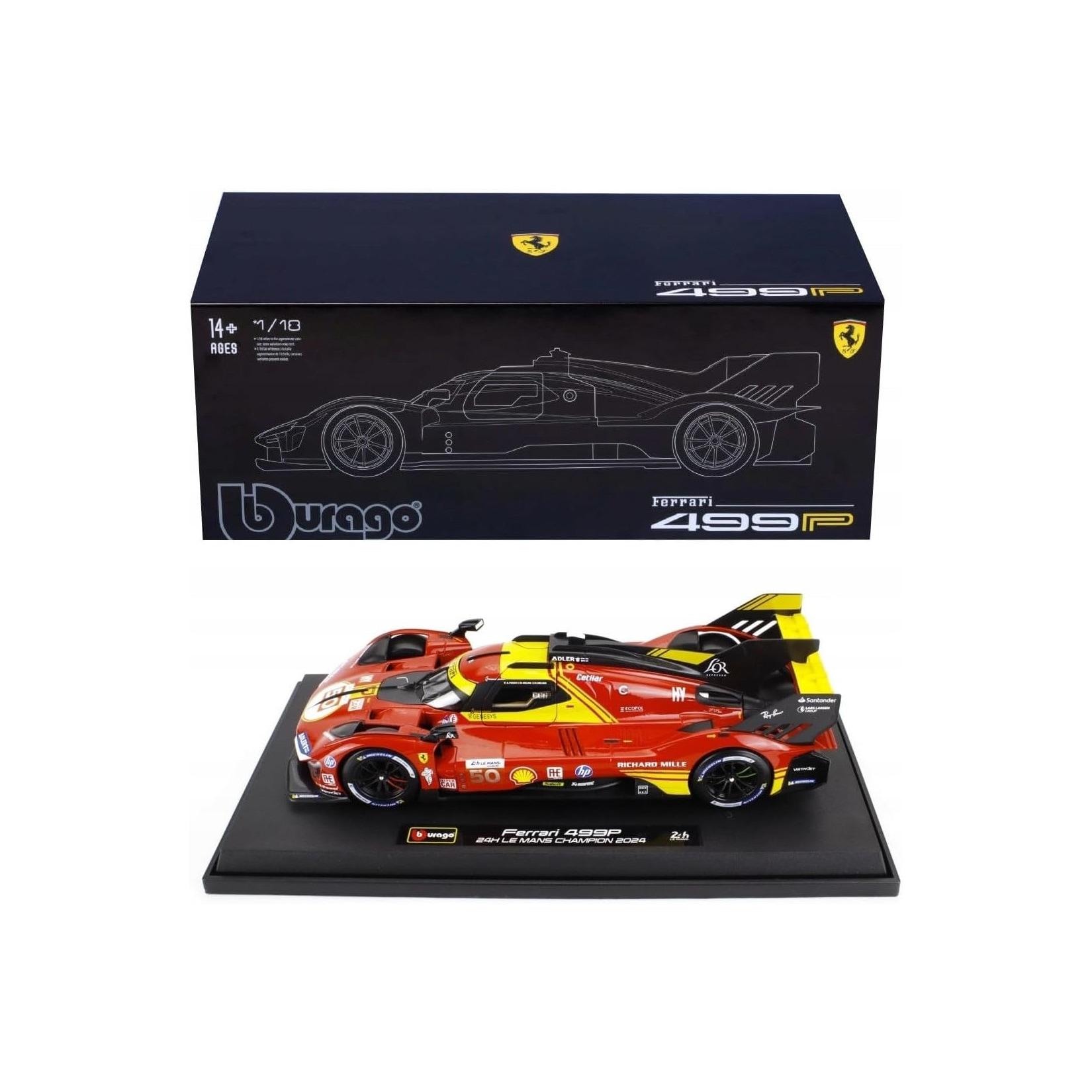 Bburago 18-16312 - Modellauto - Ferrari Deluxe 499P LMH #50 '24 (Maßstab 1:18) Sammler Rennauto