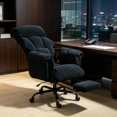 toswini Flannel High Back Reclining Office Chair with Footrest and Swivel Base