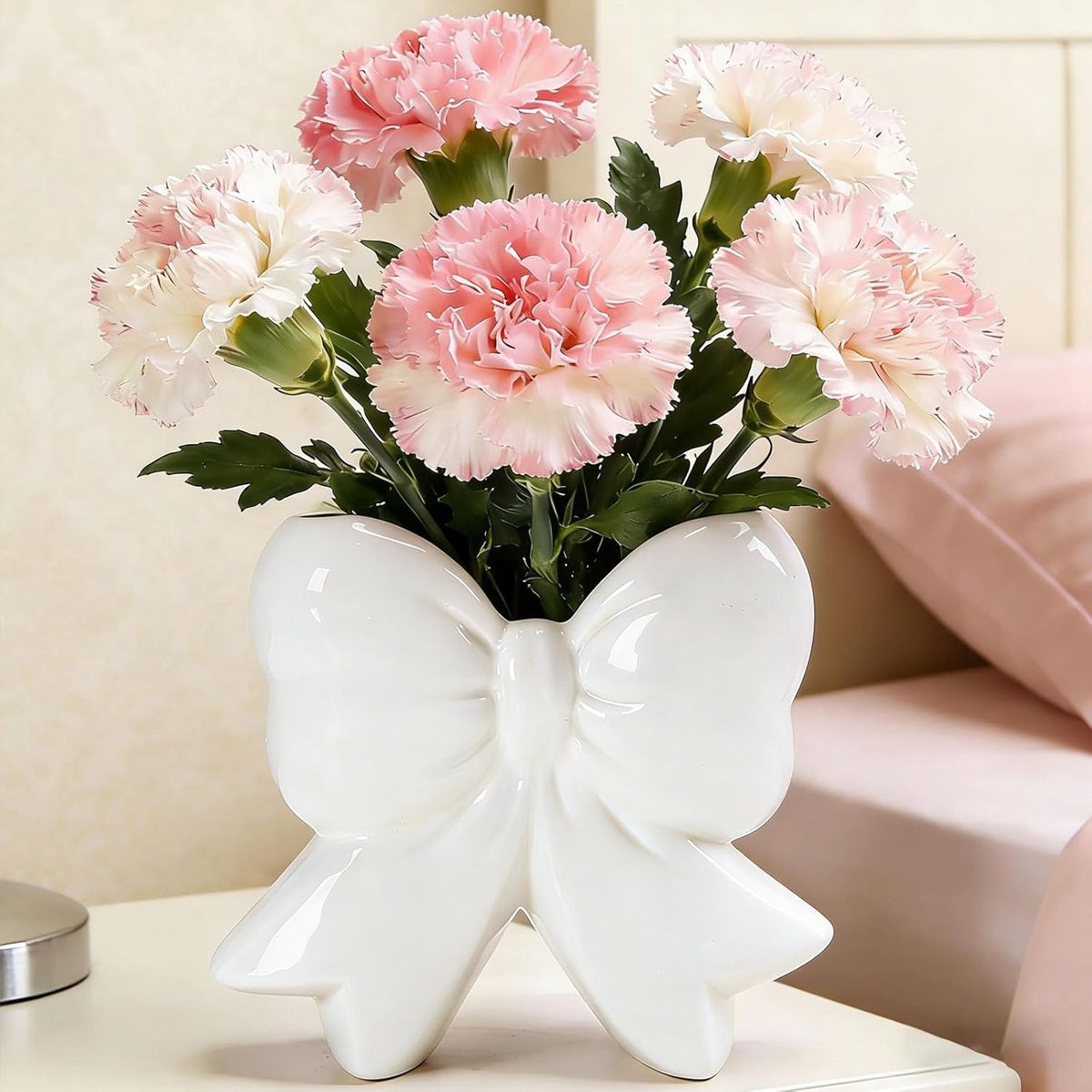 SnelShoppen Moderne Witte Boog Vaas van Keramiek voor Droogbloemen en Pampasgras