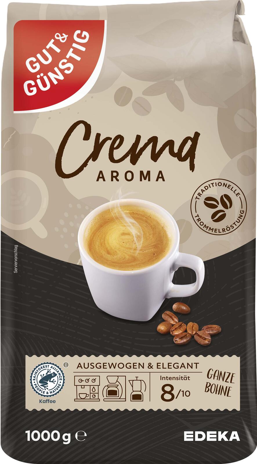 GUT&GÜNSTIG Crema Aroma Kaffeebohnen 1,0 kg 5957269009