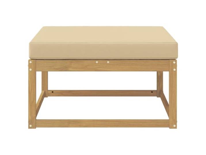 KTHLBRH Fußstütze für den Außenbereich, Massivholz, Akazie, Weiß Lattenrost-Design, beigefarbenes Kissen, witterungsbeständig, pflegeleicht