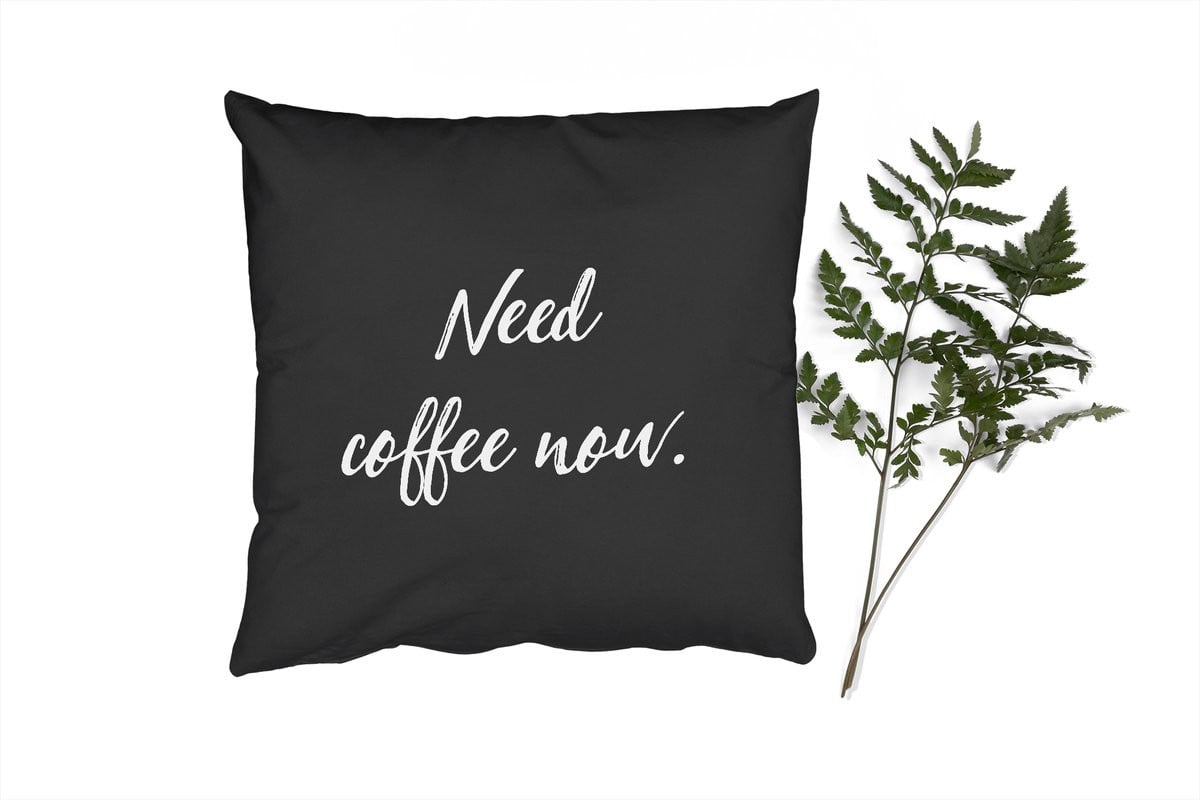 PillowMonkey Sierenkussen met Koffie Quote - 60 x 60 cm