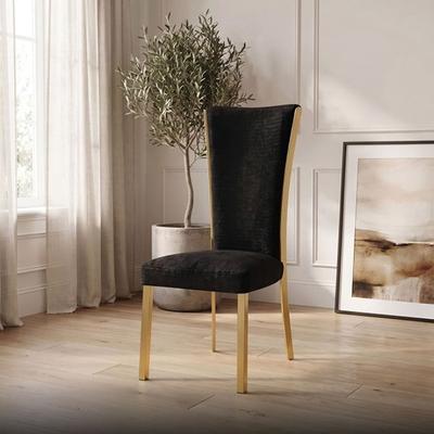 Esofastore Luxurious Upholstered Side Chairs Set Metal Legs Gold Finish