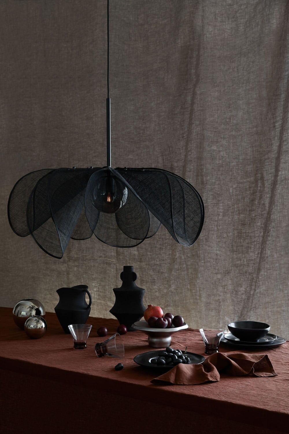 Markslöjd Suspension florale 1xe27 noir et fumé Noir 75x60x75cm