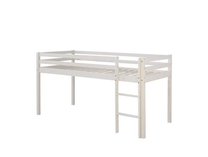 Lit mezzanine mi hauteur 90x200cm avec echelle en bois blanc LIT06201