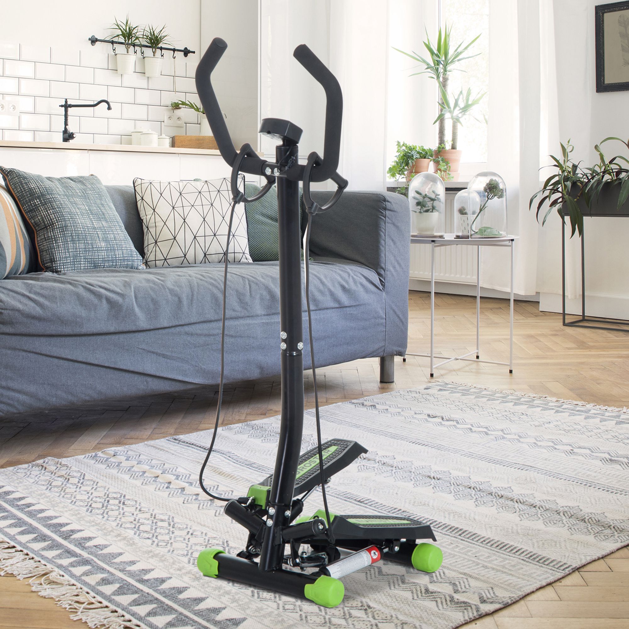 Altro Stepper Professionale Con Manubrio E Corde In Acciaio Per Allenamento A Casa, 40 X 40 X 118cm, Nero