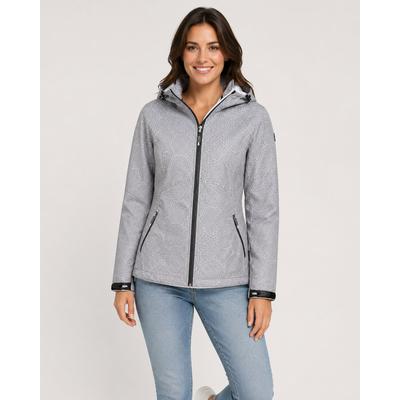 Softshelljacke LPO "SHELBY PEAK II", Damen, Gr. 36 (S), grau, Softshell, 96% Polyester, 4% Elasthan, tailliert hüftbedeckend, abnehmbar gerader Abschluss mit Klettverschlüssen, Jacken Softshelljacke, leichte Softshelljacke mit All-Over-Print und...