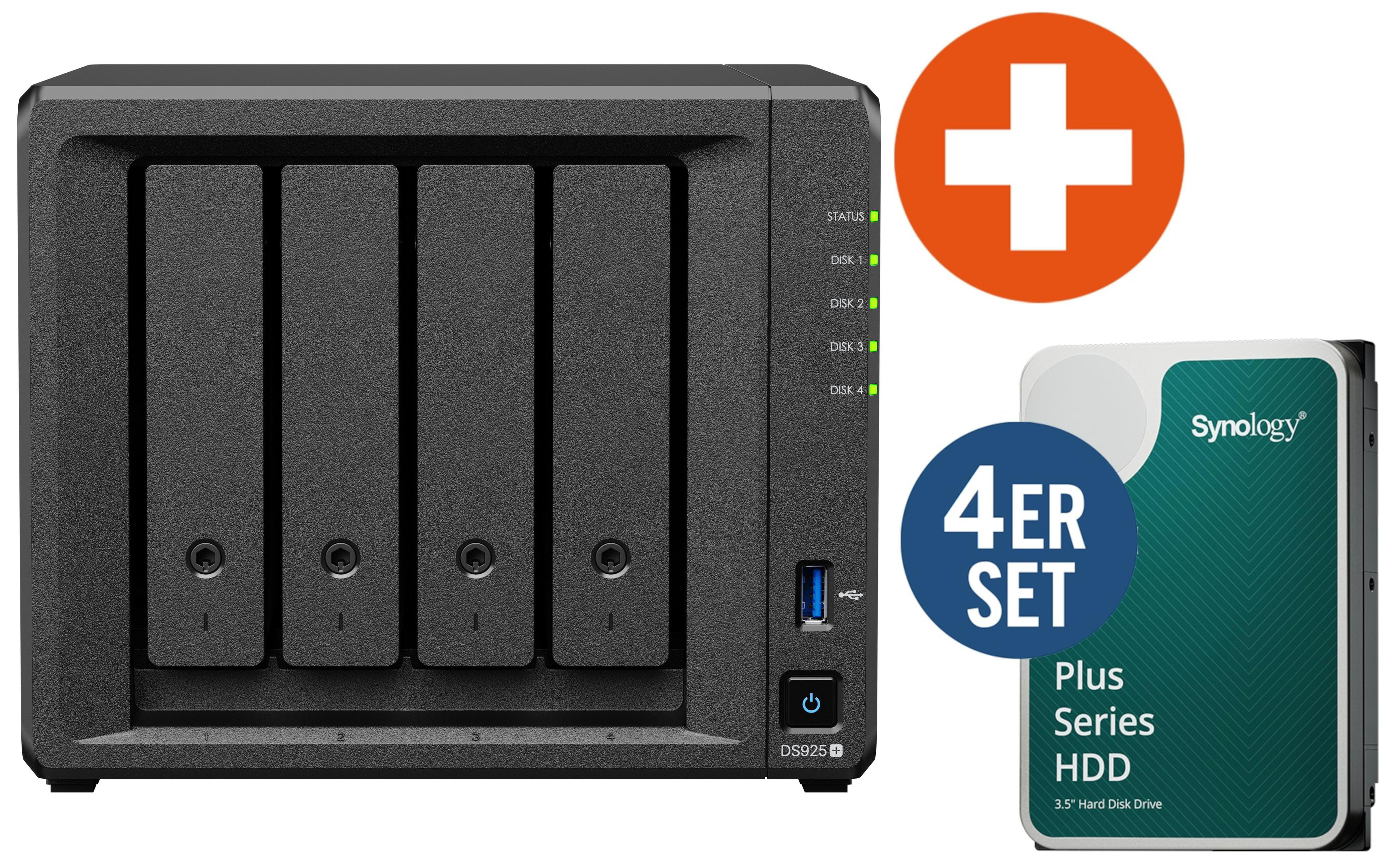 Synology Diskstation DS925+ NAS System 4-Bay 32 TB inkl. 4x 8 TB Synology HDD HAT3320-8T DS925+ +4X HAT3320-8T