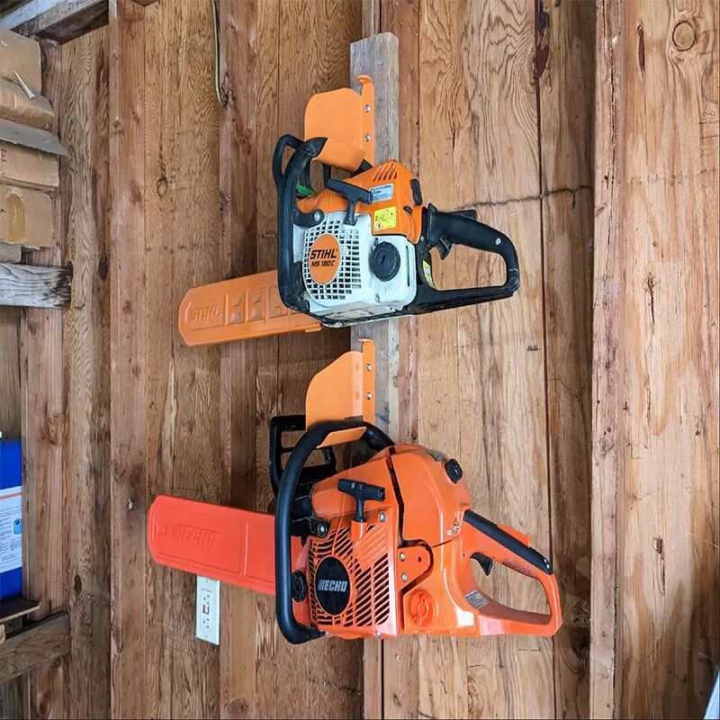 INF Organisateur de support de tronçonneuse orange pour rangement de garage