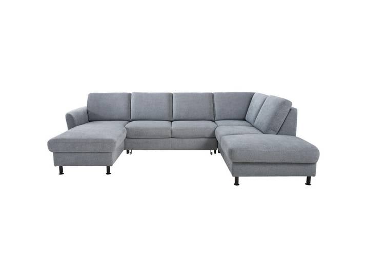 Voleo Wohnlandschaft, Blaugrau, Metall, Ottomane links, U-Form, 305x200 cm, Goldenes M, Fußauswahl, Stoffauswahl, seitenverkehrt erhältlich, Wohnzimmer, Sofas & Couches, Wohnlandschaften, Wohnlandschaft U-Form