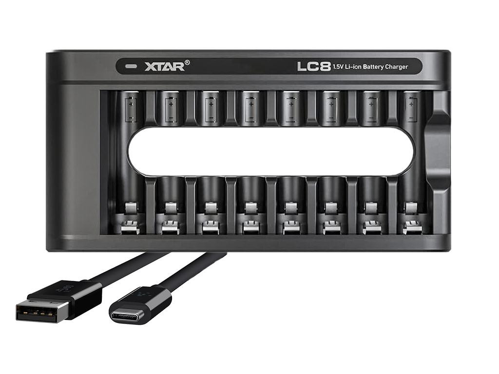Xtar LC4 en LC8 Batterijoplader voor lithium-ion batterijen, type AA, AAA, R03, R06, 8 cellen