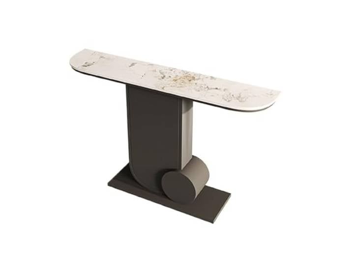 2WFYJNITP Beistelltisch Eingangstisch mit Metallsockel for TV-Konsolentisch Ausstellungstisch(Schwarz,Klein)