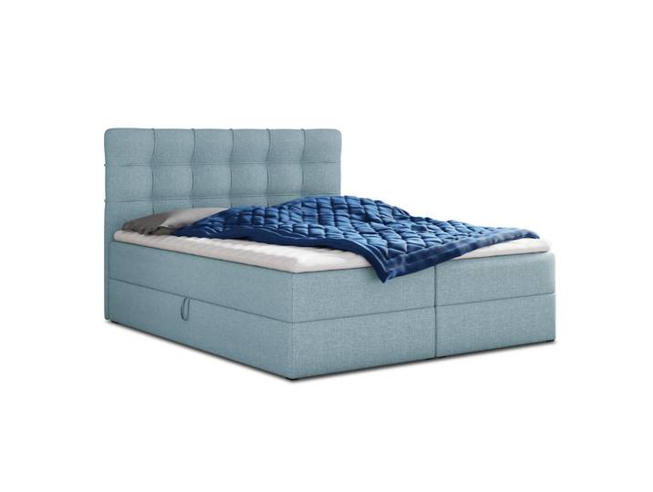 Sofnet Boxbett Best - 180x200 - blau (Vidar 83, Webstoff), Blau, H3, Rechteckig, 180x200 cm, Schlafzimmer, Betten, Boxspringbetten
