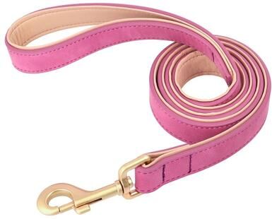 Uplifted Finds Soft Padded PU Leather Collar & Leash Set rose Leash m