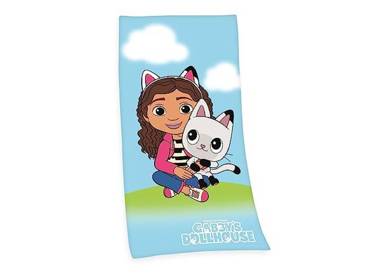 Herding Serviette de Bain en Velours\, Gabby's Dollhouse\, 75 x 150 cm\, 100% Coton\, Velours