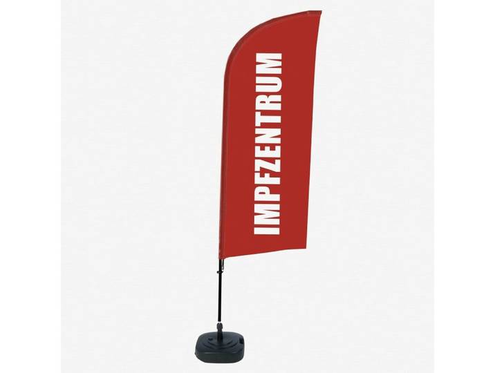 Showdown Displays Standregal Beachflag - Komplett-Set - Testzentrum Deutsch - Rot/Schwarz, 1-tlg.