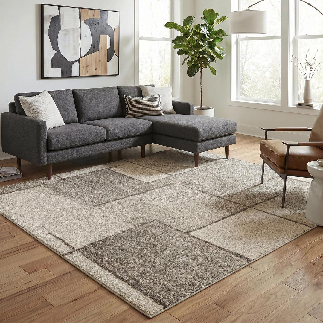 Brayden Studio Celil Geometric Shapes Area Rug SAGE 120 x 170 cm (Rectangular)