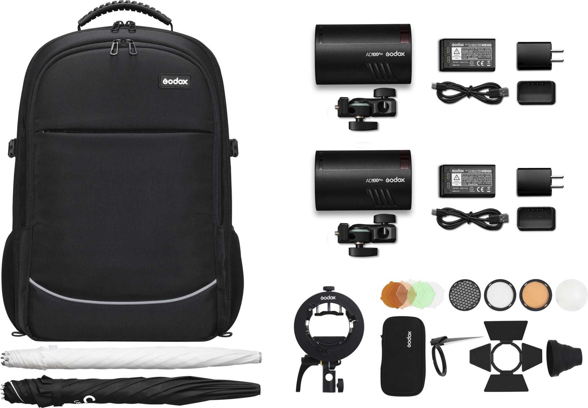 Godox AD100Pro - K2 Dual flash Rucksack kit