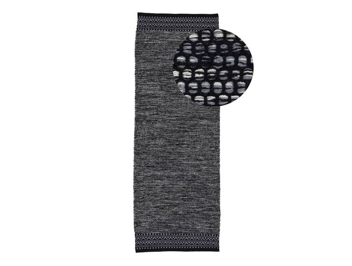 Tapis de couloir Kelim Mia 80 x 400cm Noir/Noir