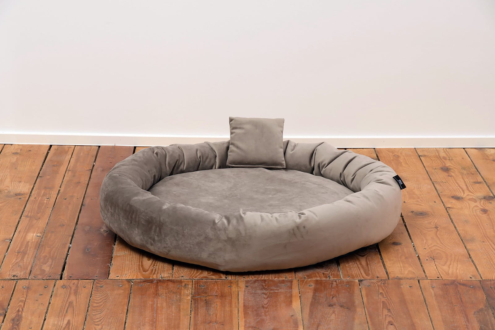 home24 Hondenmand Pwai Gr. L Taupe, Ronde Velvet Hondenmand B: 90 cm, D: 90 cm, H: 18 cm