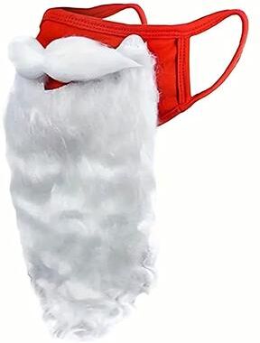Discount Dollar Deals Santa Claus Costume Prop, Christmas Beard Mask, Red White Beard Mask, Fun Holiday Prank christmas Mask