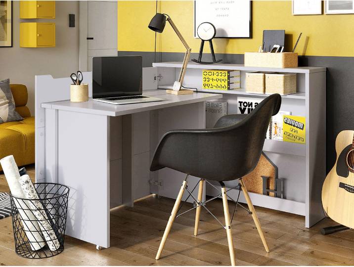 Bureau escamotable CONCEPTION PRO gris mat gauche