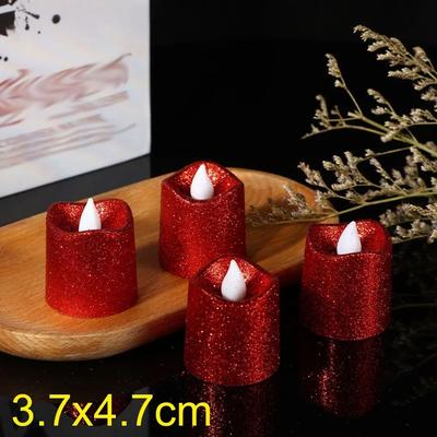Uplift Treasures Glitter Flameless LED Tea Light Candles Multi Color Wave Design red 3pcs